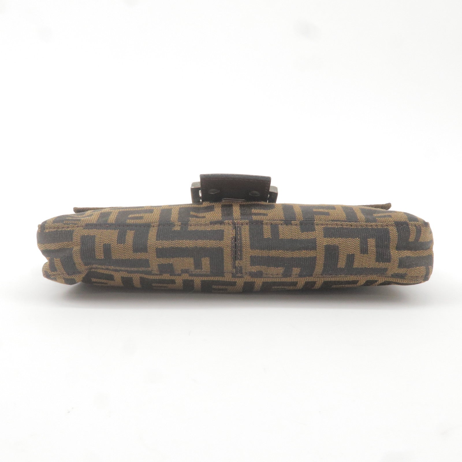 FENDI Zucca Mamma Baguette Canvas Leather Bag Brown Black 26424