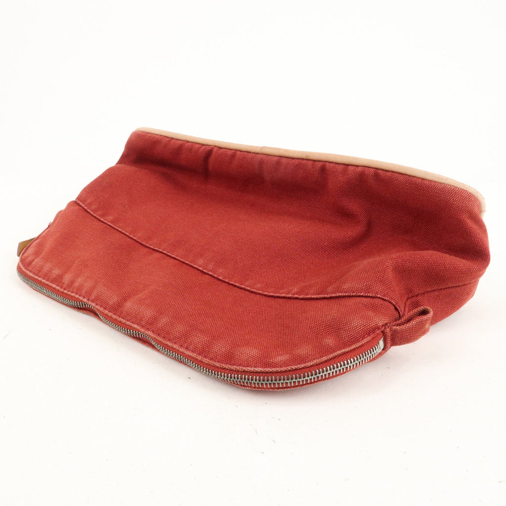 HERMES Set of 2 Bolide Pouch MM & Mini Canvas Leather Ivory Red