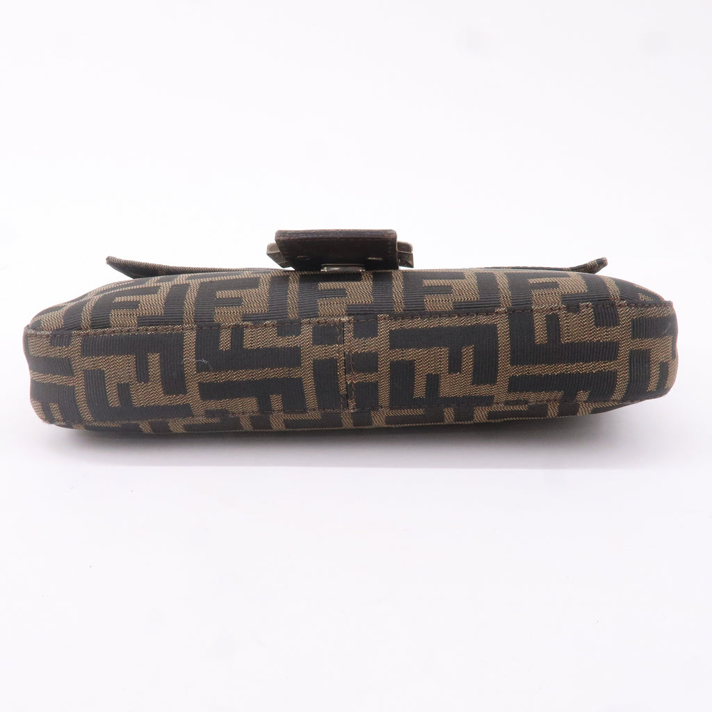 FENDI Mamma Baguette Zucca Canvas Leather Bag Brown 26424