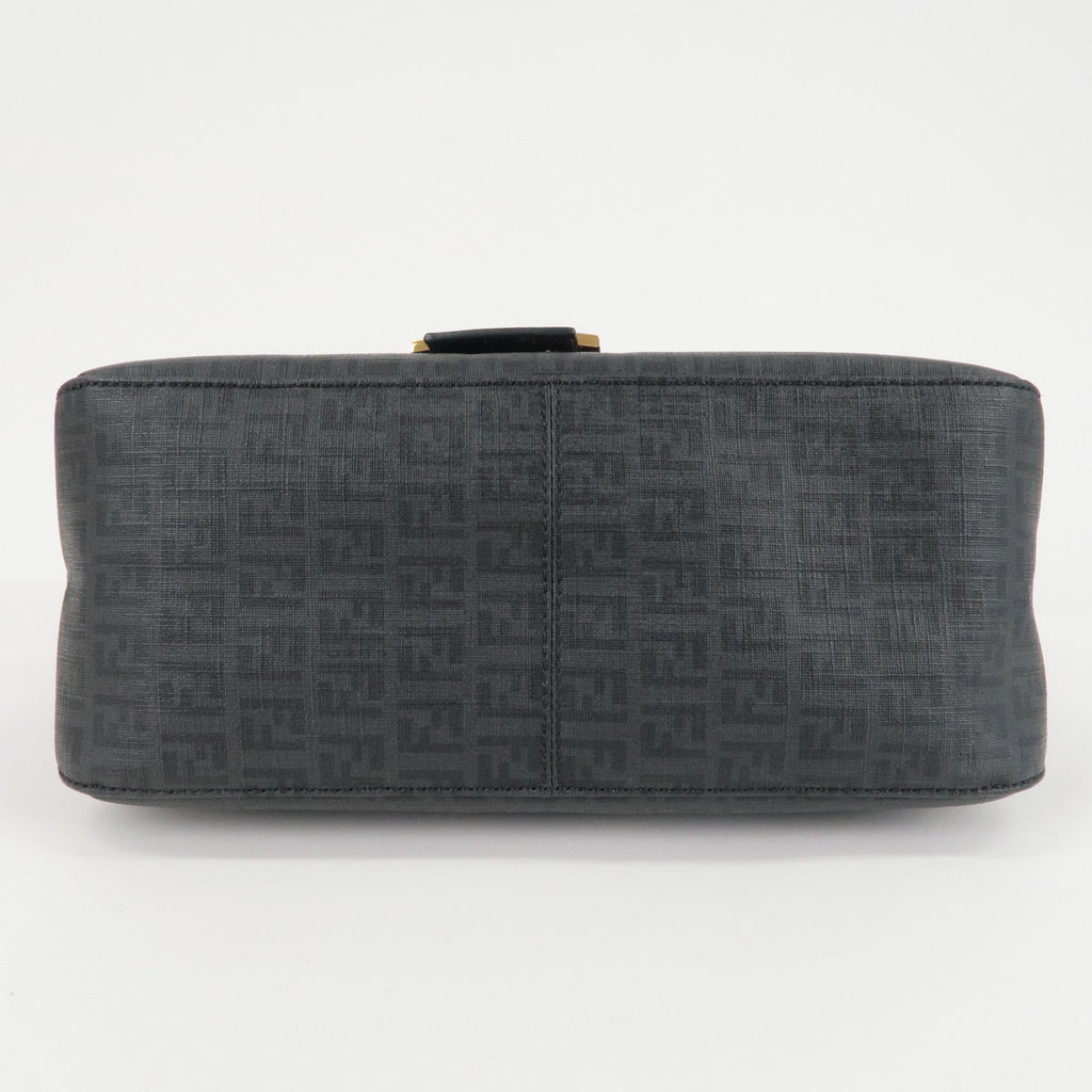 FENDI Zucchino Mamma Baguette PVC Leather Bag Black 8BR001