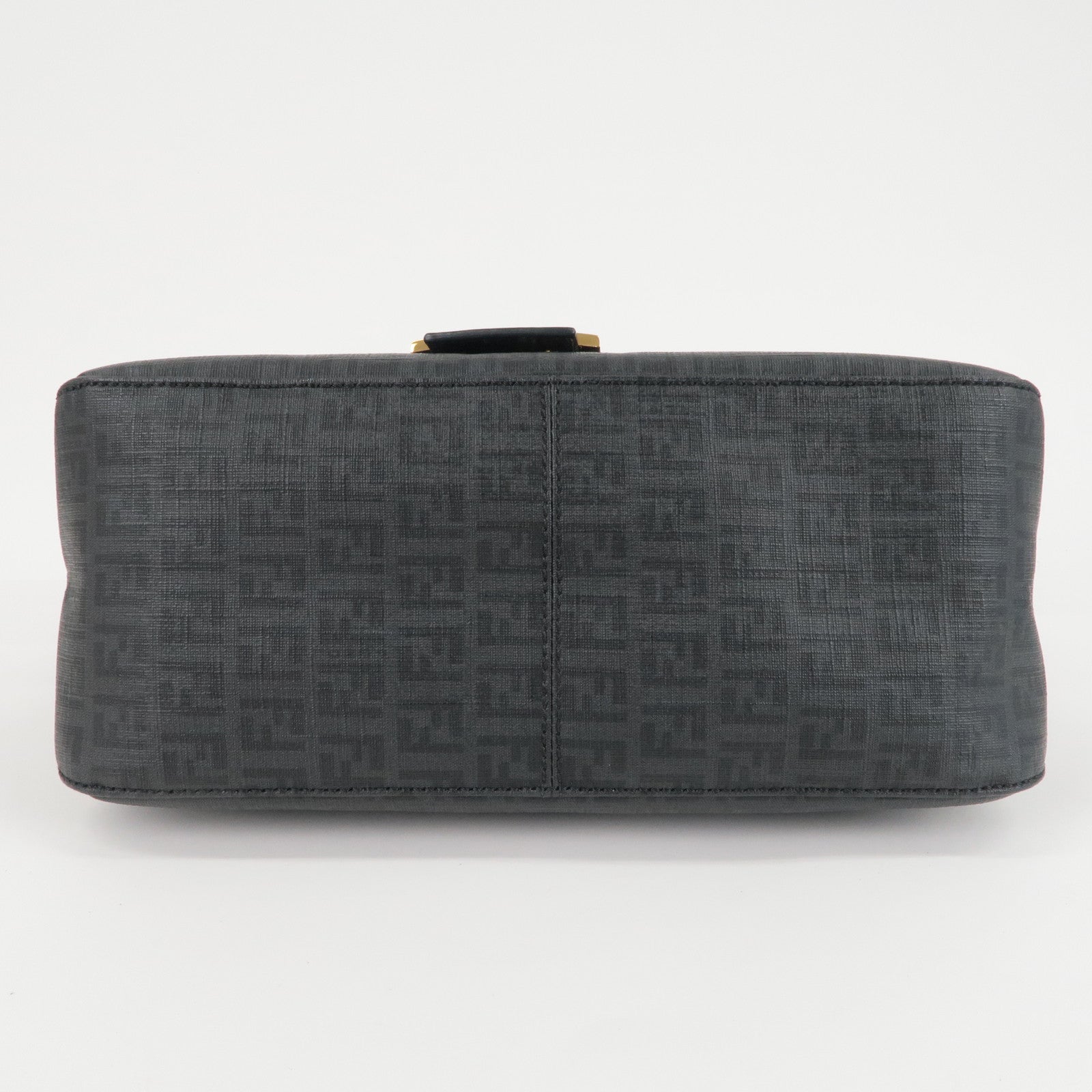 FENDI Zucchino Mamma Baguette PVC Leather Bag Black 8BR001