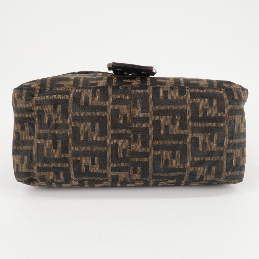 FENDI Zucchino Mamma Baguette Canvas Leather Bag Brown Black 26325