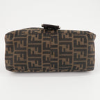 FENDI Zucchino Mamma Baguette Canvas Leather Bag Brown Black 26325