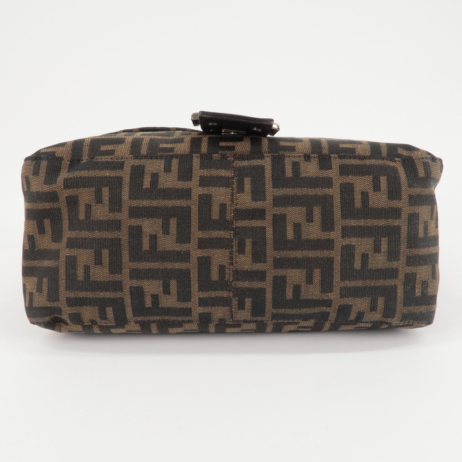 FENDI Zucchino Mamma Baguette Canvas Leather Bag Brown Black 26325