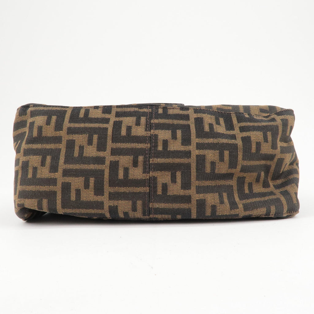 FENDI Zucca Mamma Baguette Canvas Leather Shoulder Bag 26325