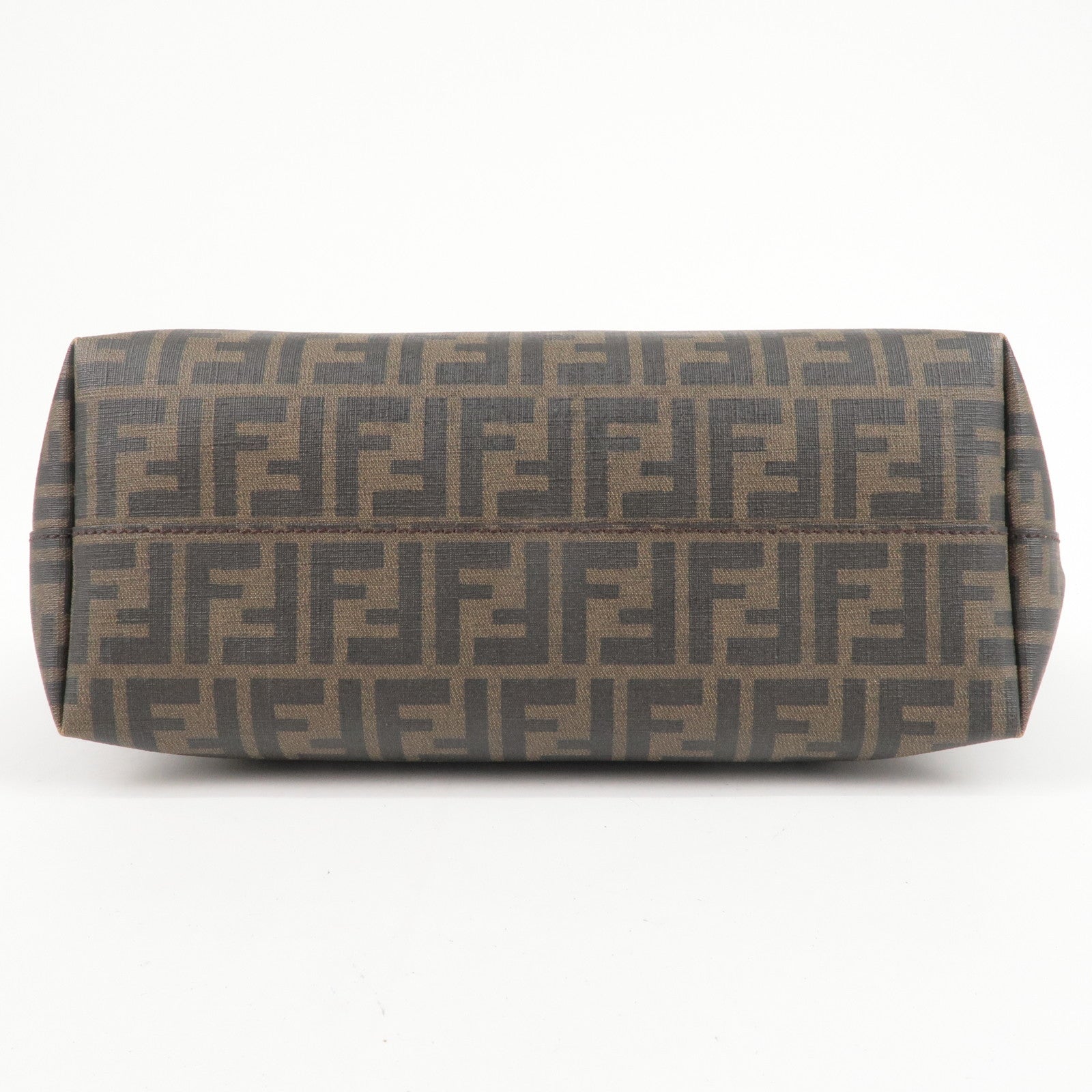 FENDI Zucca Logo Print PVC Leather Tote Bag Brown 8BH198