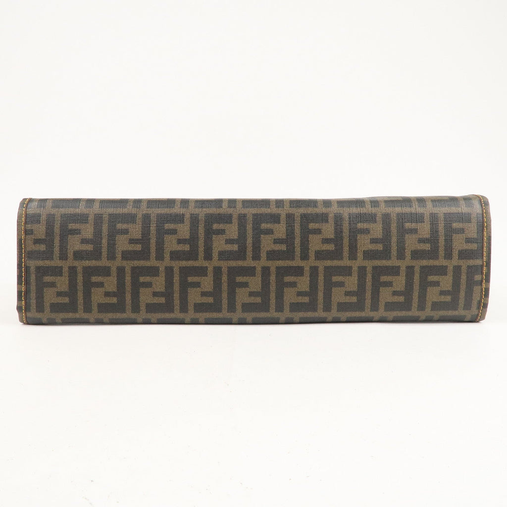 FENDI Zucca Mesh PVC Tote Bag Brown Black 8BH184