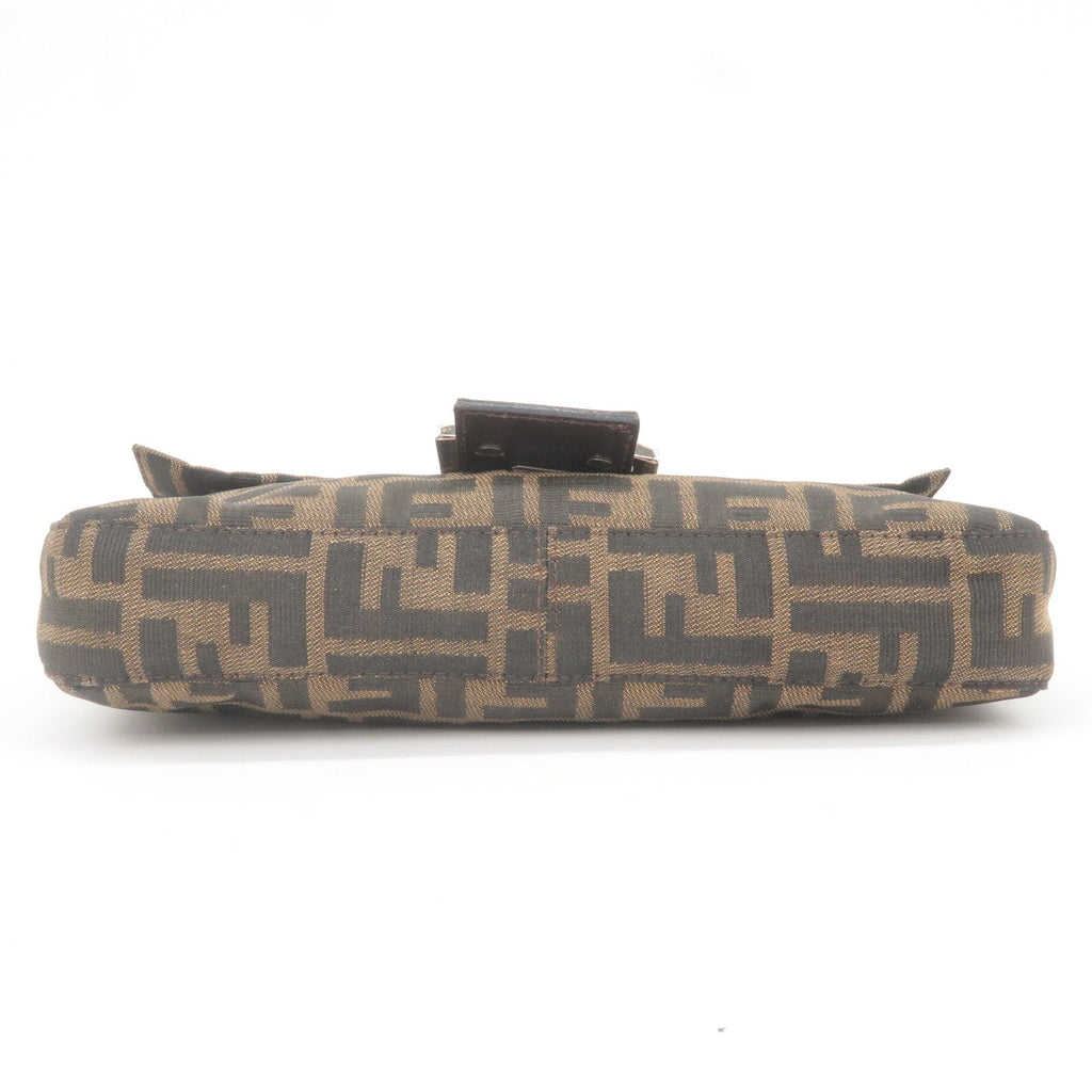 FENDI Zucca Mamma Baguette Canvas Leather Bag Brown Black 26424