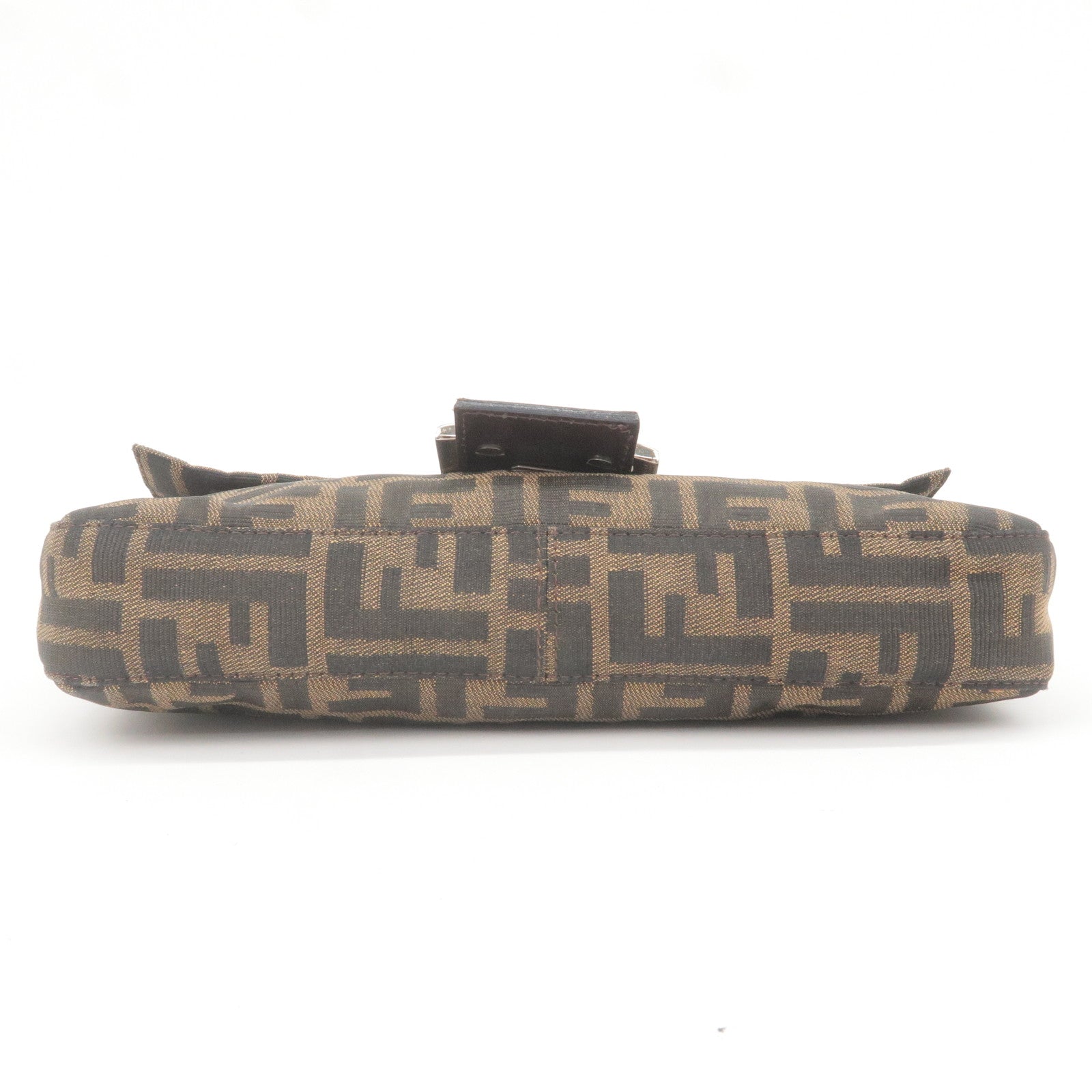 FENDI Zucca Mamma Baguette Canvas Leather Bag Brown Black 26424