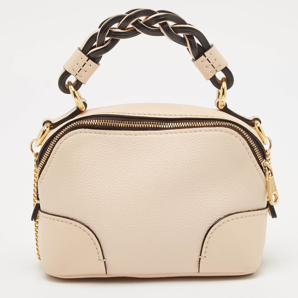 Chloe Beige Leather Mini Daria Chain Bag
