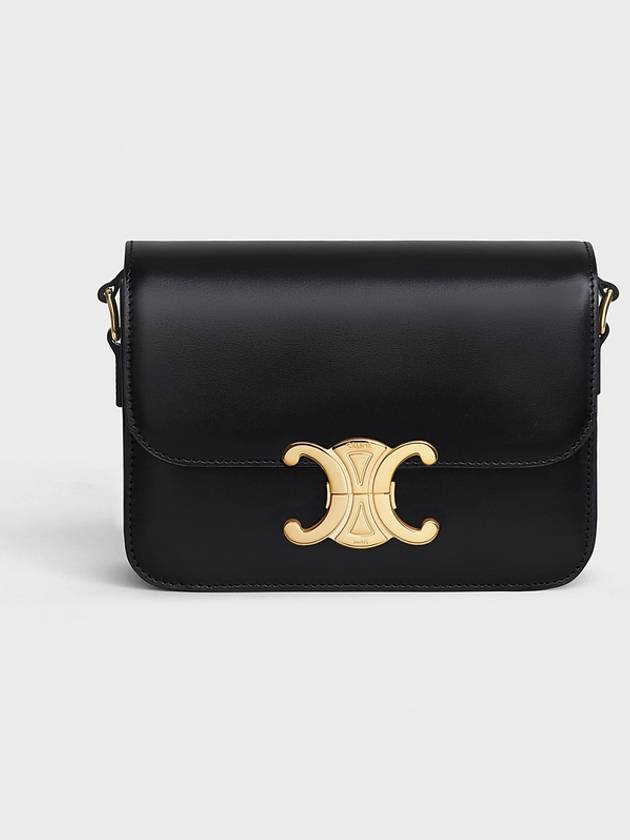 CELINE Teen Triomphe Shiny Calfskin Cross Bag Black