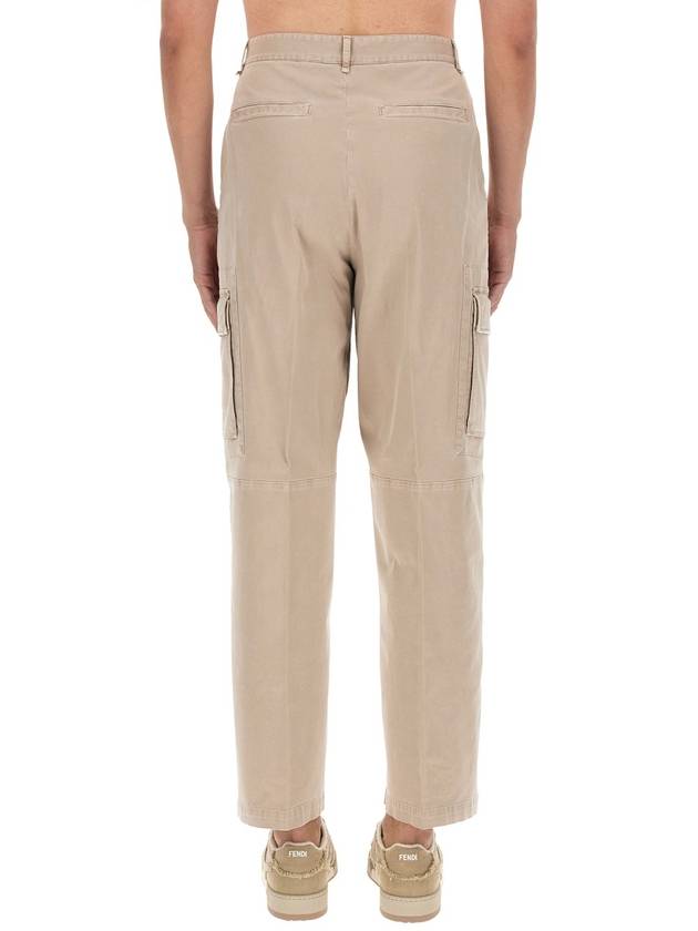 Fendi gabardine cargo straight pants beige