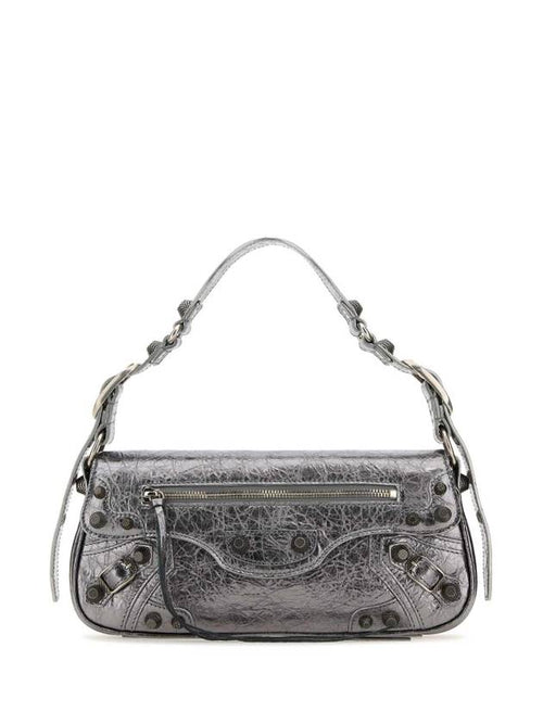 Balenciaga Le Cagole Metallic Small Shoulder Bag Silver