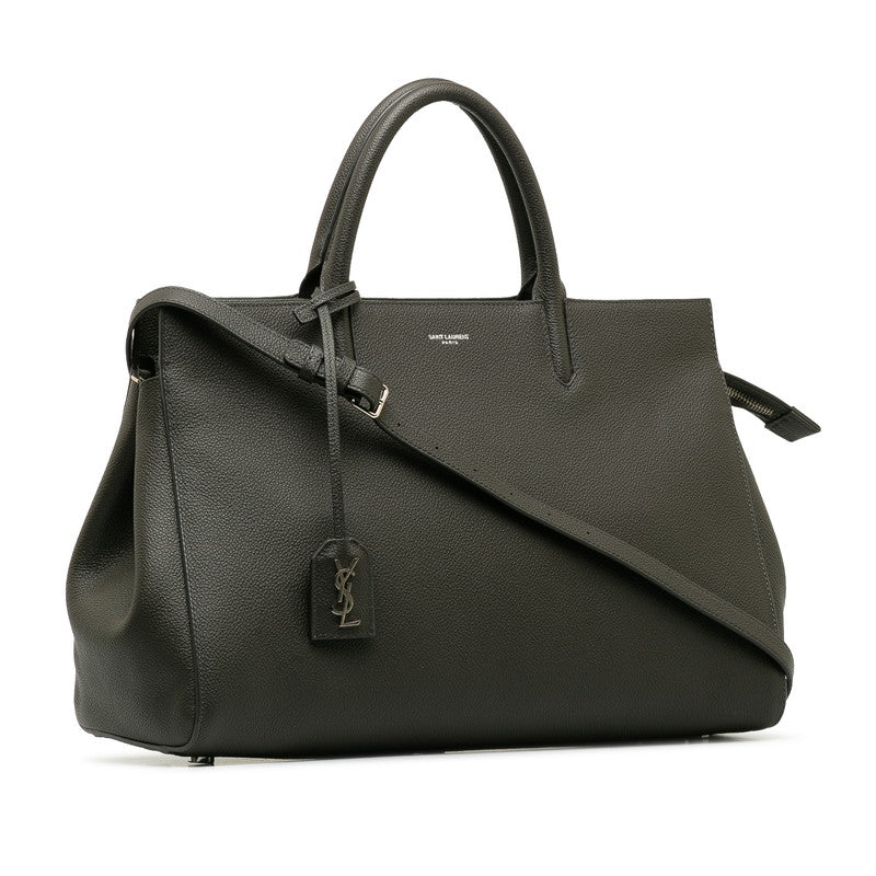Saint Laurent Cabas Handbag in Grain Leather Grey