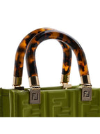 Fendi Sunshine Embossed Logo Leather Mini Cross Bag Green