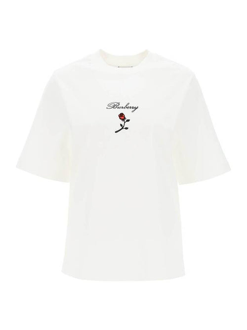 Burberry 24 ss T-shirt WITH Embroid Flock Rose 8083647 B7264 B0230979125