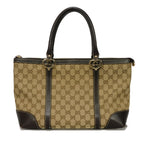 Gucci Lovely Heart GG Canvas Calf Leather Tote Bag
