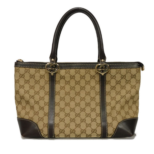 Gucci Lovely Heart GG Canvas Calf Leather Tote Bag