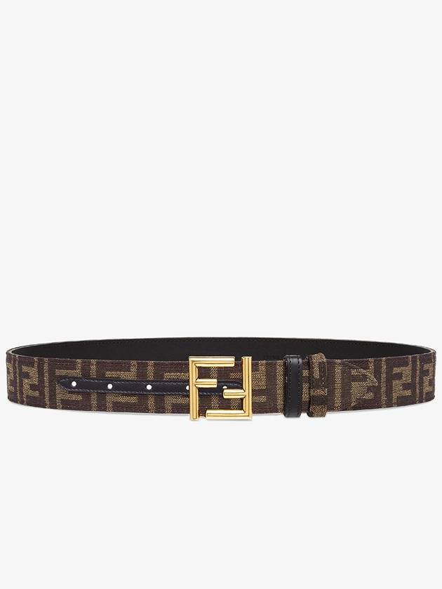 Fendi FF Fabric Reversible Leather Belt Black