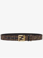 Fendi FF Fabric Reversible Leather Belt Black