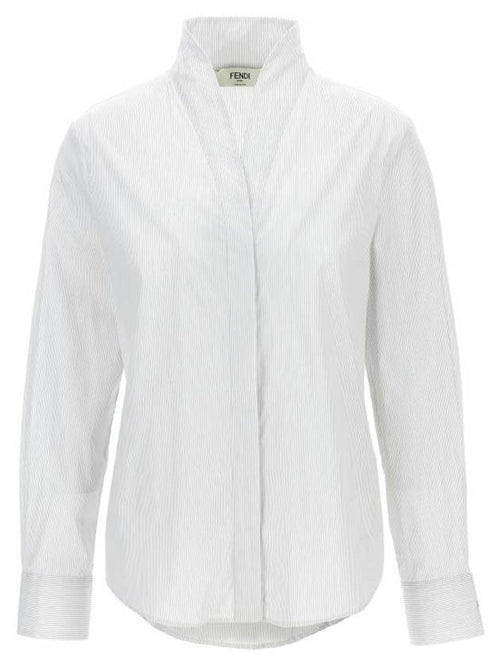 Fendi Striped Cotton Shirt White