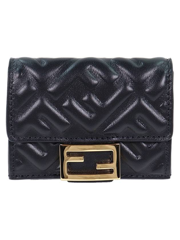 Fendi FF Baguette Flap Card Half Wallet Black
