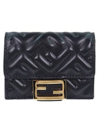 Fendi FF Baguette Flap Card Half Wallet Black
