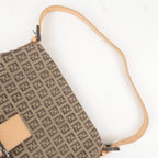 FENDI Mamma Baguette Zucchino Leather Shoulder Bag Beige 8BR001