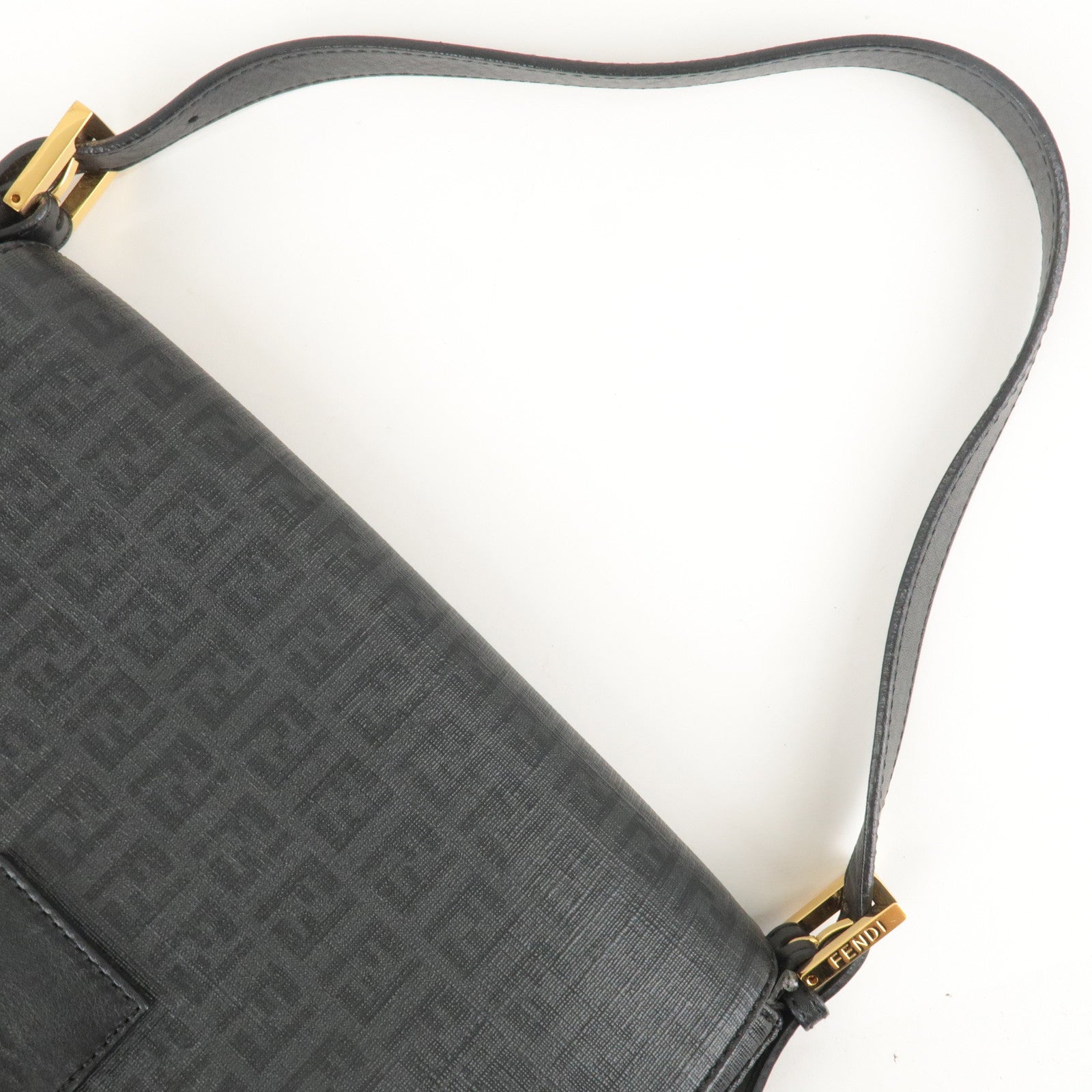 FENDI Zucchino Mamma Baguette Canvas Leather Shoulder Bag 8BR001