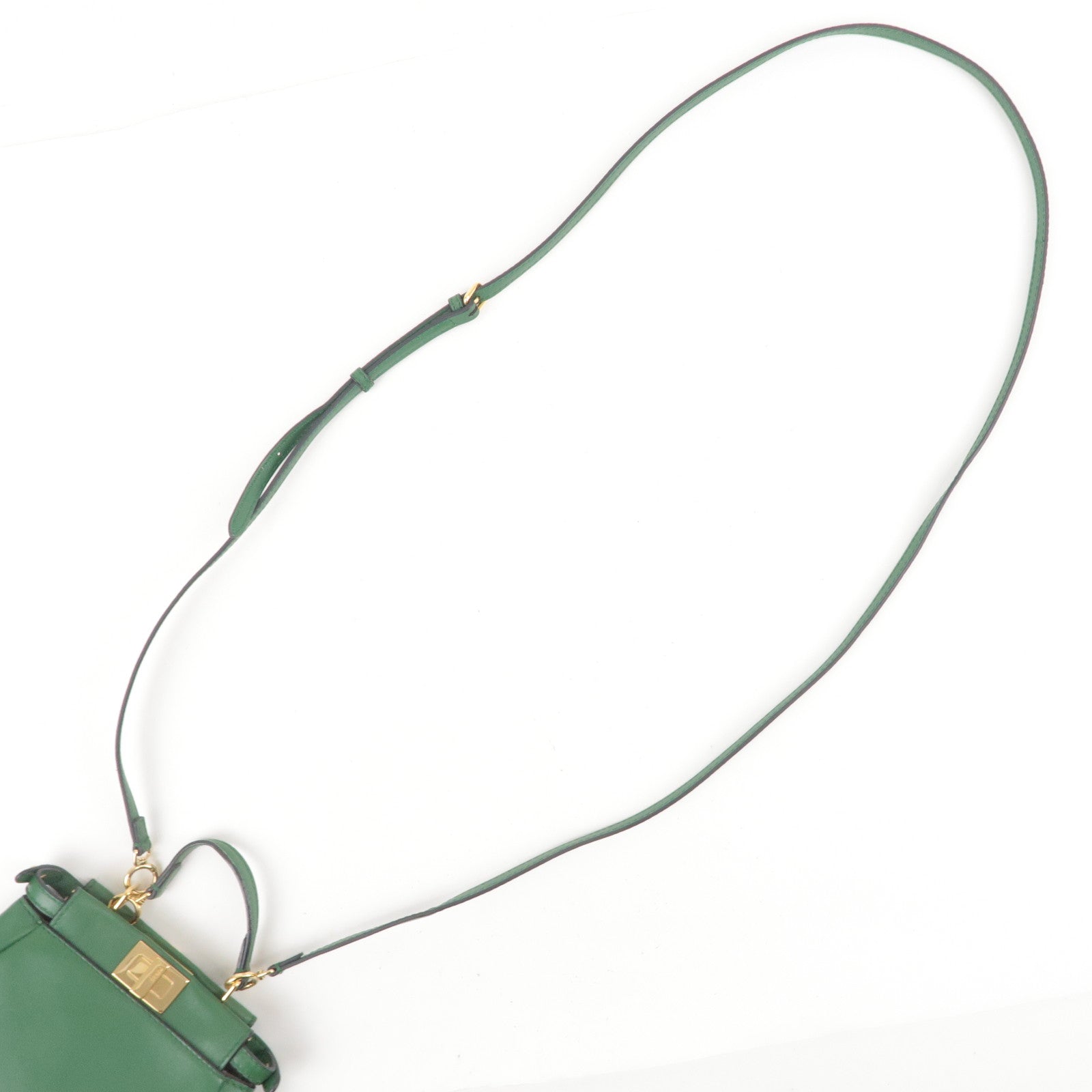 FENDI Micro Peekaboo Leather 2Way Bag Hand Bag Green 8M0355
