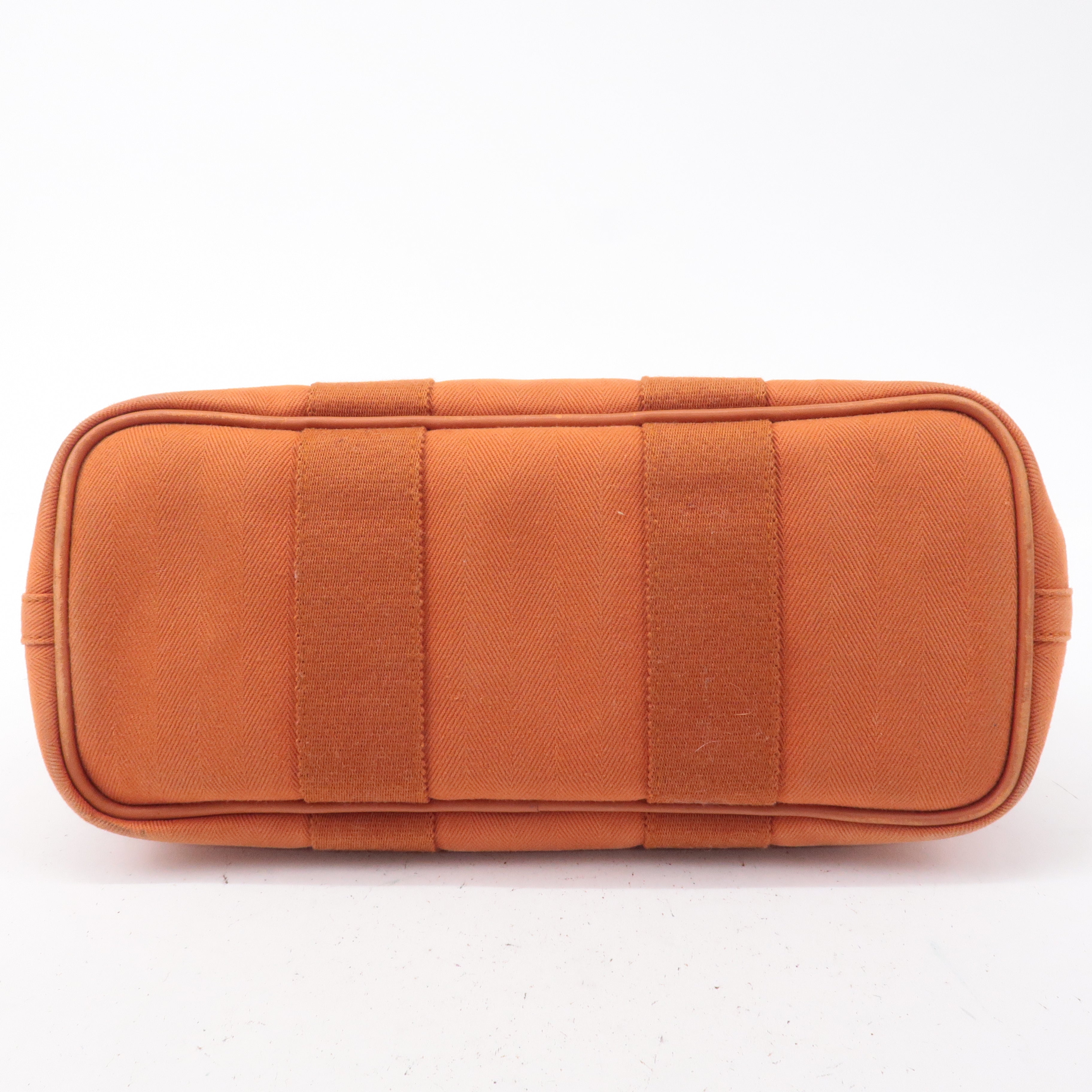 HERMES Toile Chevrons Leather Valparaiso PM Bag I Stamp Orange