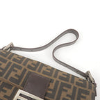 FENDI Zucca Mamma Baguette Canvas Leather Shoulder Bag 26424