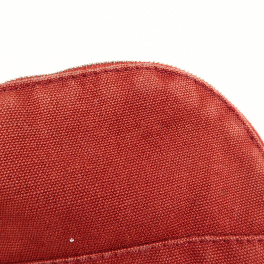 HERMES Set of 2 Bolide Pouch MM & Mini Canvas Leather Ivory Red