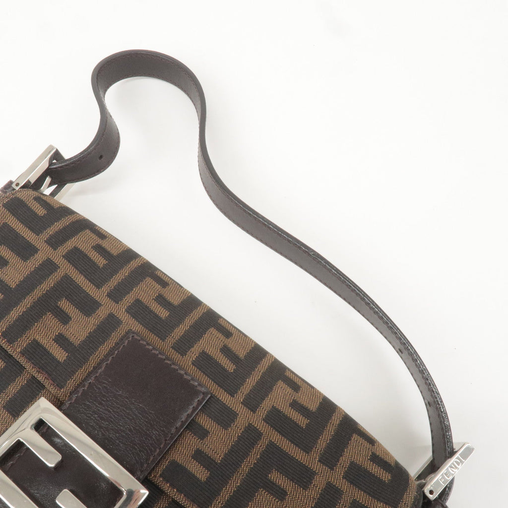 FENDI Mamma Baguette Zucca Canvas Leather Bag Beige 26424