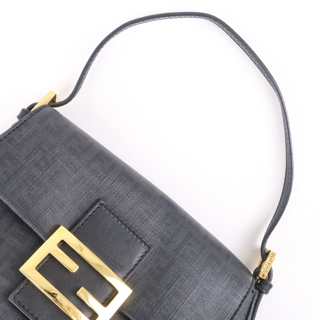 FENDI Zucchino Mamma Baguette PVC Leather Hand Bag Black 8BR180