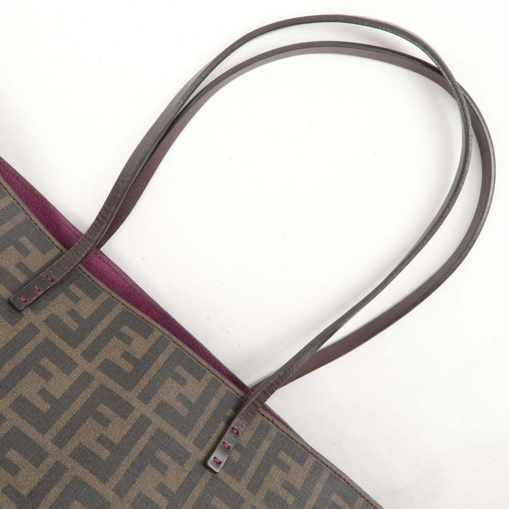 FENDI Zucca Logo Print PVC Leather Tote Bag Brown 8BH198