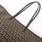 FENDI Zucchino Canvas Leather Tote Bag Beige Brown 8BH104