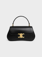CELINE Teen Lola Triomphe Shiny Calfskin Tote Bag Black