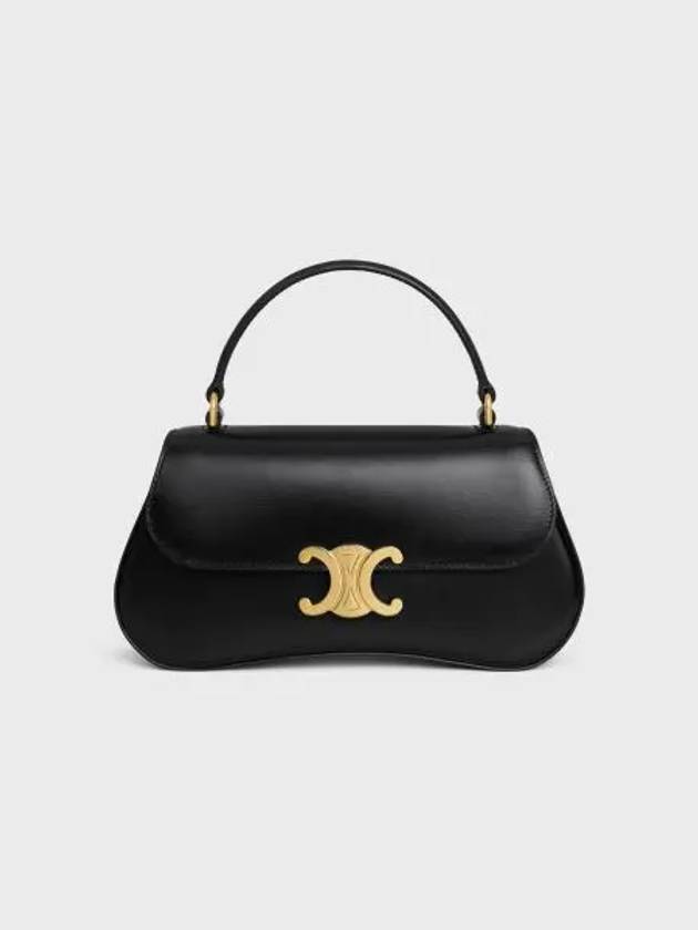 CELINE Teen Lola Triomphe Shiny Calfskin Tote Bag Black