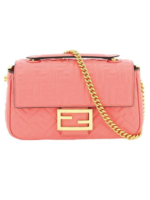 Fendi Baguette Medium Nappa Leather Chain Shoulder Bag Pink