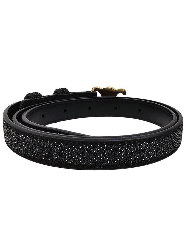 CELINE Triomphe Strass Small Suede Calfskin Belt Black