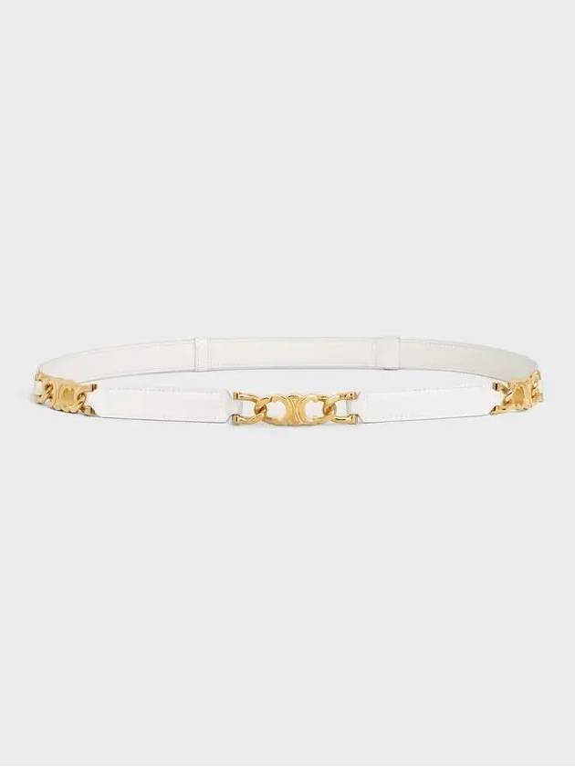 CELINE Small Gourmet Triomphe Leather Belt White