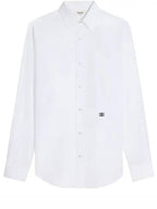 CELINE Triomphe Embroidered Poplin Cotton Long Sleeve Shirt White
