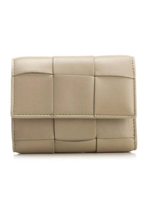Bottega Veneta Intrecciato Tri-Fold Zip Half Wallet Khaki Green