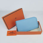 Hermes Wallet H016 Wallet Cow Leather Blue