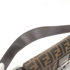 FENDI Zucca Mamma Baguette Canvas Leather Bag Brown Black 26424