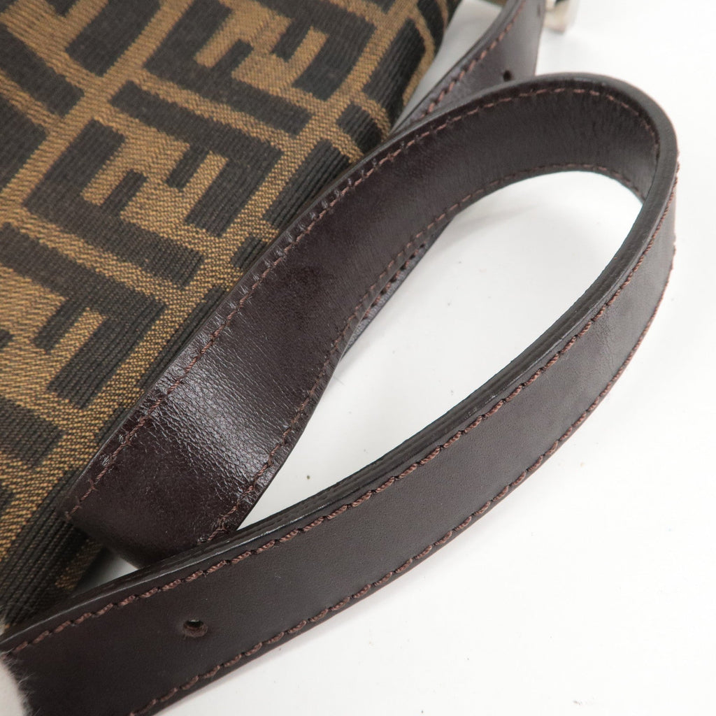 FENDI Zucca Mamma Baguette Canvas Leather Shoulder Bag 26325
