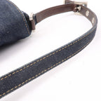 FENDI Denim Leather Shoulder Bag Hand Bag Navy Brown 26640