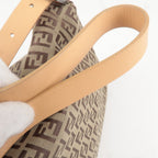 FENDI Mamma Baguette Zucchino Leather Shoulder Bag Beige 8BR001