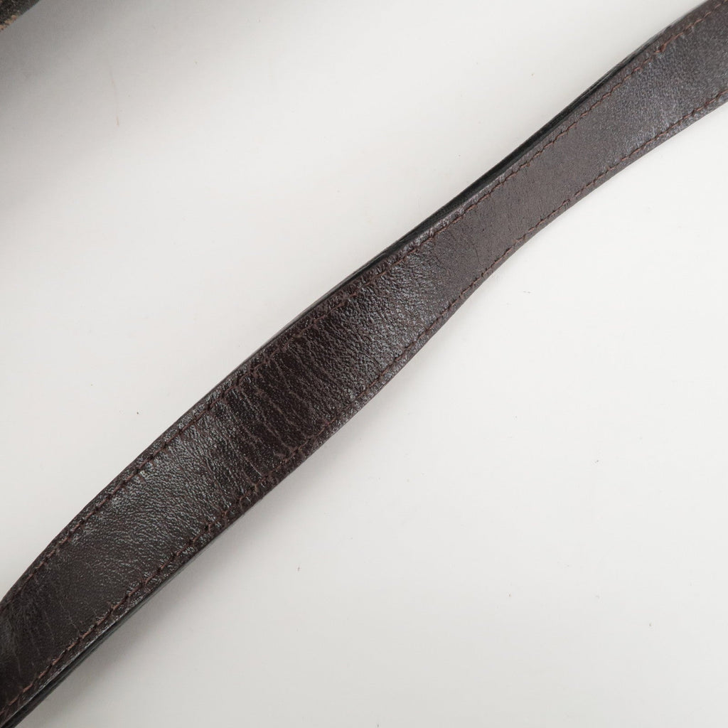 FENDI Zucchino Mamma Baguette Canvas Leather Bag Brown Black 26325